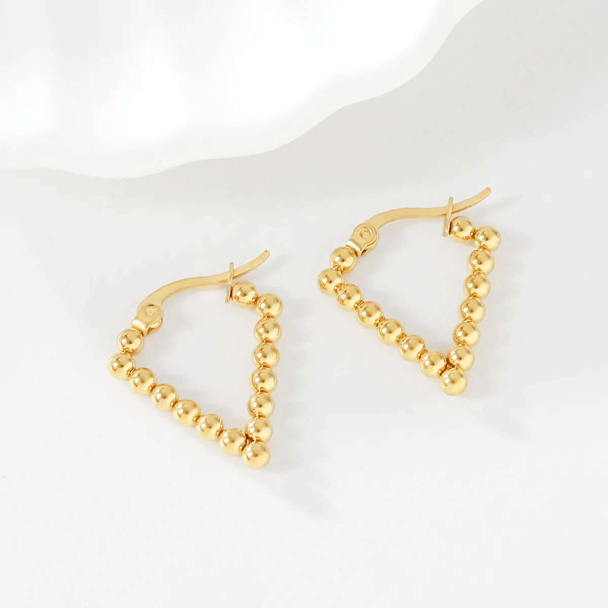 1 Pair Simple Style U Shape Round Square Plating 304 Stainless Steel 18K Gold Plated Earrings display picture 2
