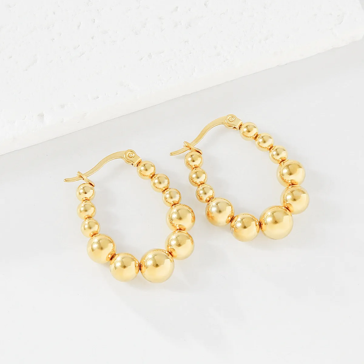 1 Pair Simple Style U Shape Round Square Plating 304 Stainless Steel 18K Gold Plated Earrings display picture 23