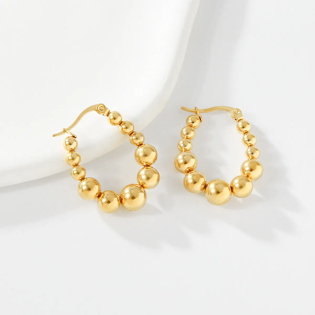 1 Pair Simple Style U Shape Round Square Plating 304 Stainless Steel 18K Gold Plated Earrings display picture 22
