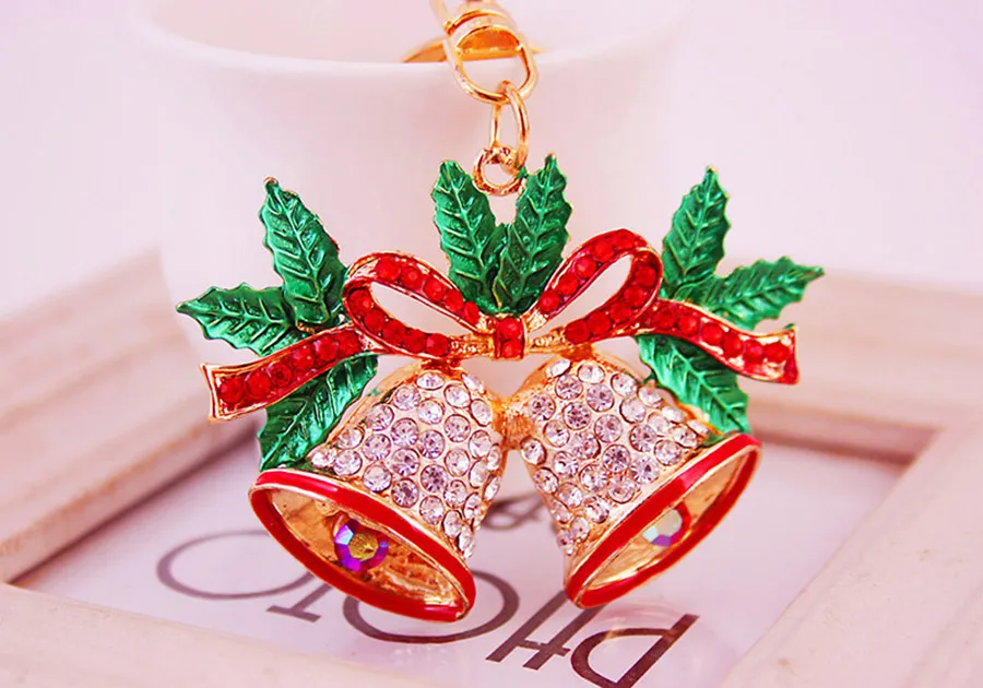 Christmas Bell Zinc Alloy Plating Inlay Rhinestones Christmas Women's Bag Pendant Keychain display picture 1