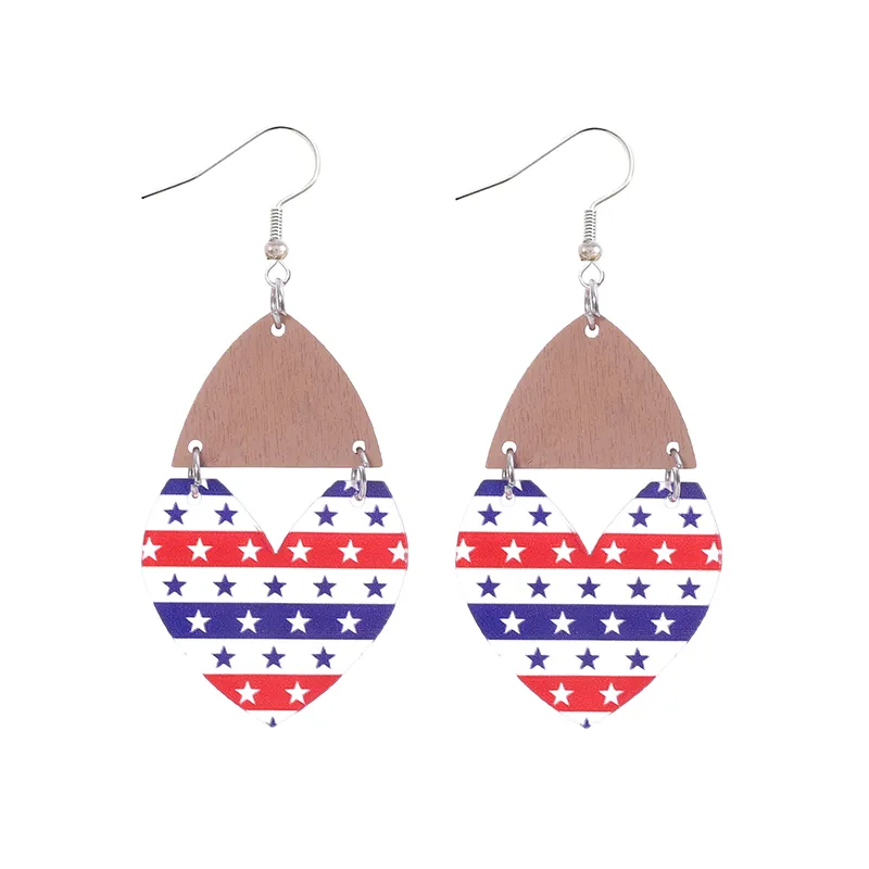 1 Pair Ethnic Style Bohemian Star Stripe Arylic Wood Drop Earrings display picture 5