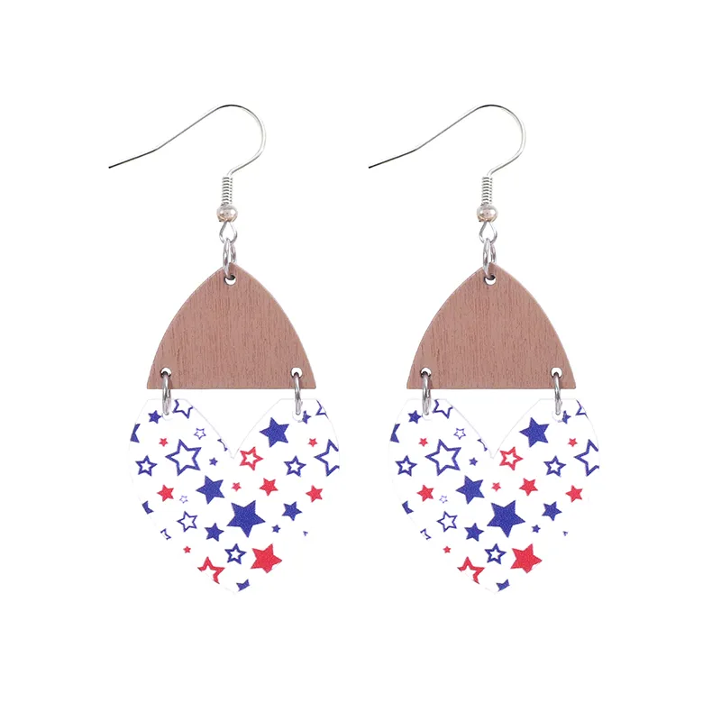 1 Pair Ethnic Style Bohemian Star Stripe Arylic Wood Drop Earrings display picture 4