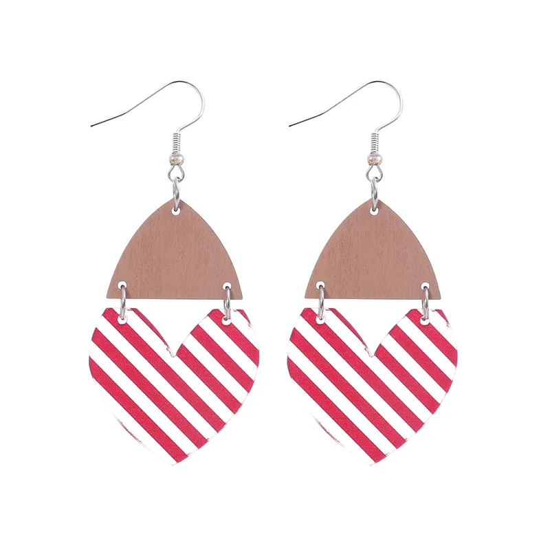 1 Pair Ethnic Style Bohemian Star Stripe Arylic Wood Drop Earrings display picture 6
