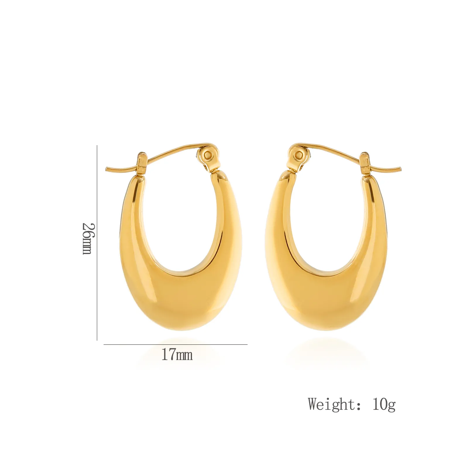 1 Pair Elegant Exaggerated Oversized C Shape Solid Color Twist Hollow Out 304 Stainless Steel 18K Gold Plated Earrings Ear Studs display picture 3