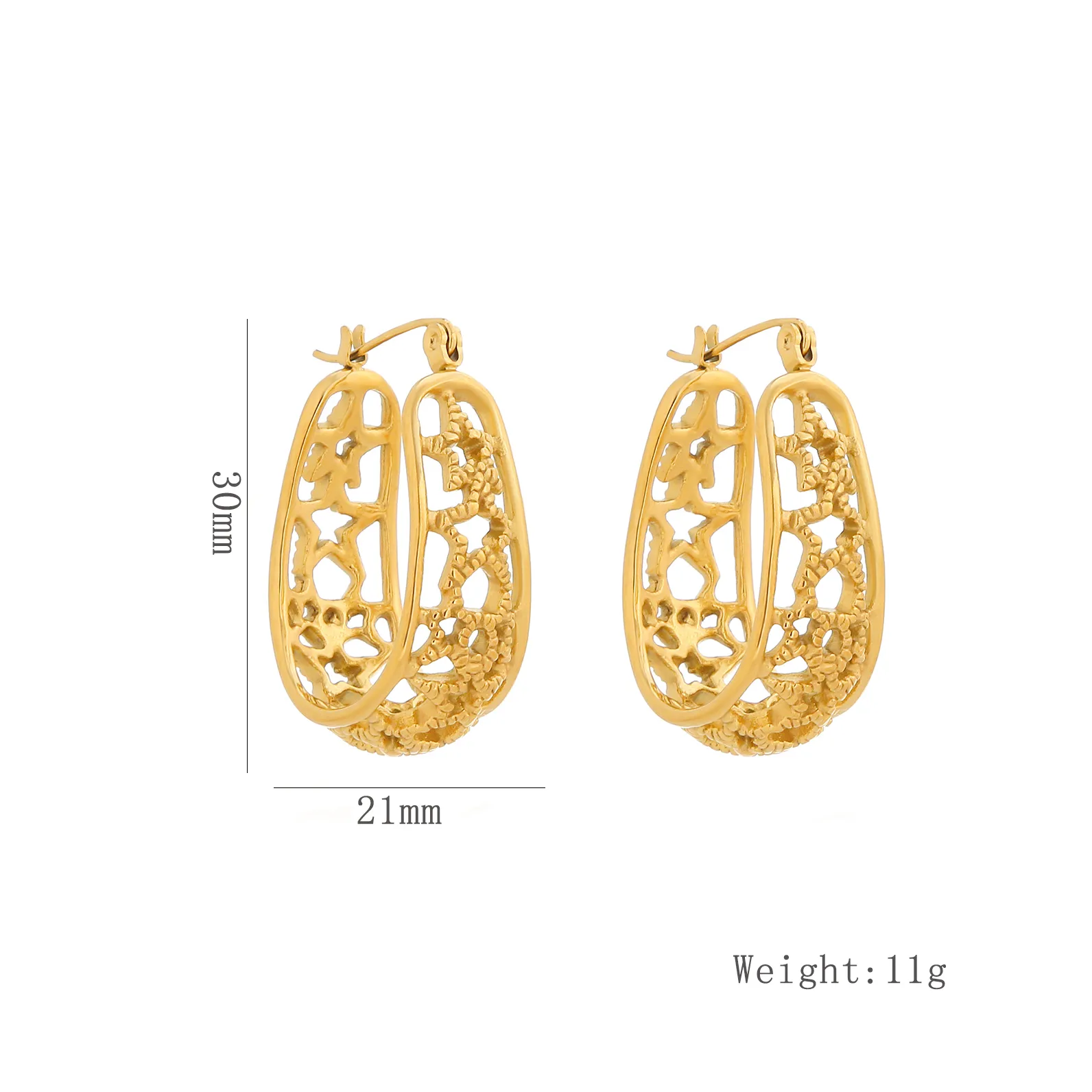 1 Pair Elegant Exaggerated Oversized C Shape Solid Color Twist Hollow Out 304 Stainless Steel 18K Gold Plated Earrings Ear Studs display picture 8