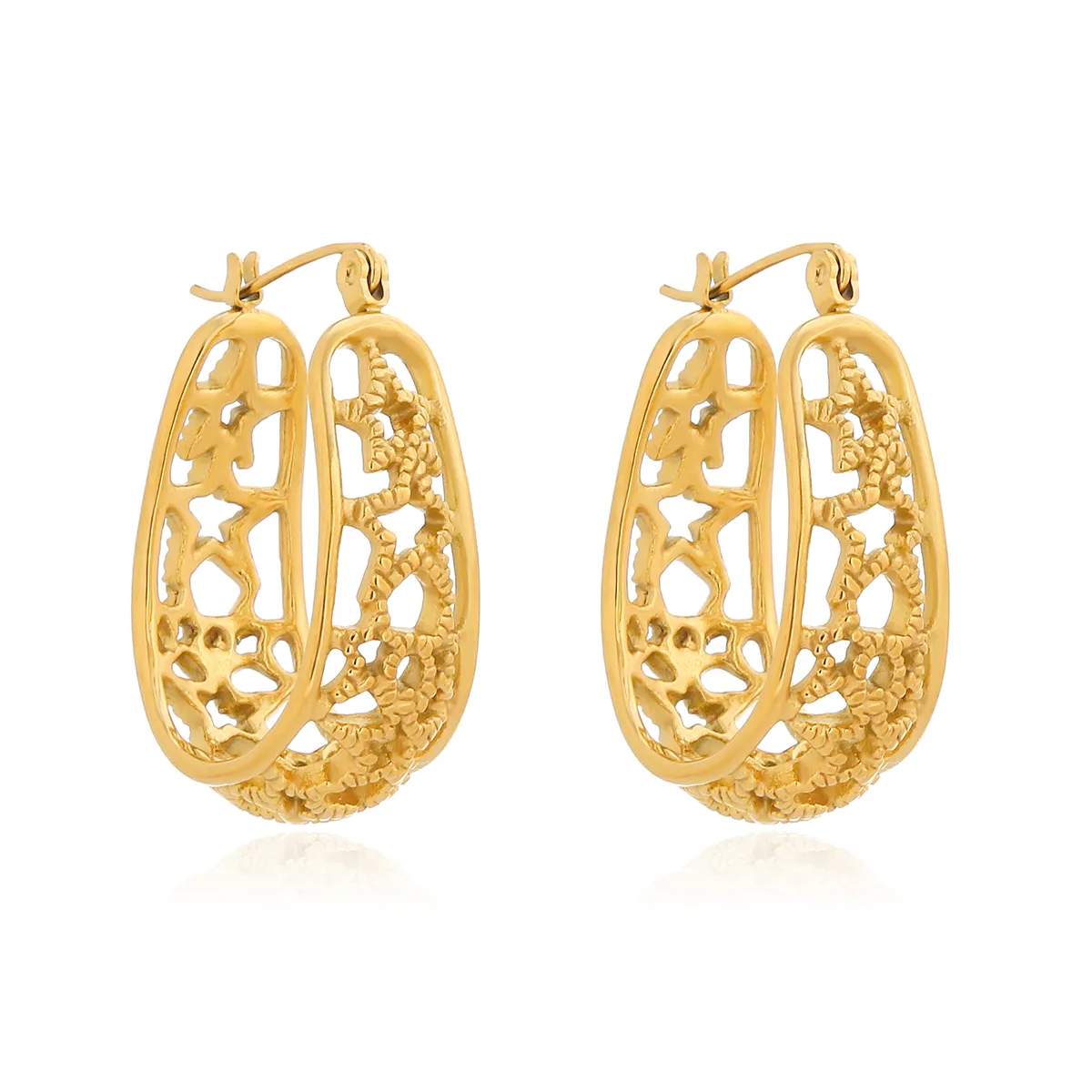 1 Pair Elegant Exaggerated Oversized C Shape Solid Color Twist Hollow Out 304 Stainless Steel 18K Gold Plated Earrings Ear Studs display picture 11