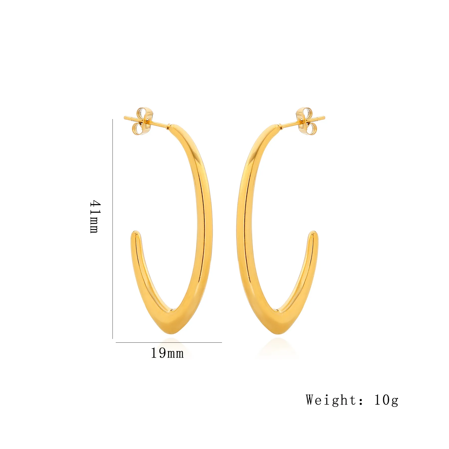 1 Pair Elegant Exaggerated Oversized C Shape Solid Color Twist Hollow Out 304 Stainless Steel 18K Gold Plated Earrings Ear Studs display picture 22