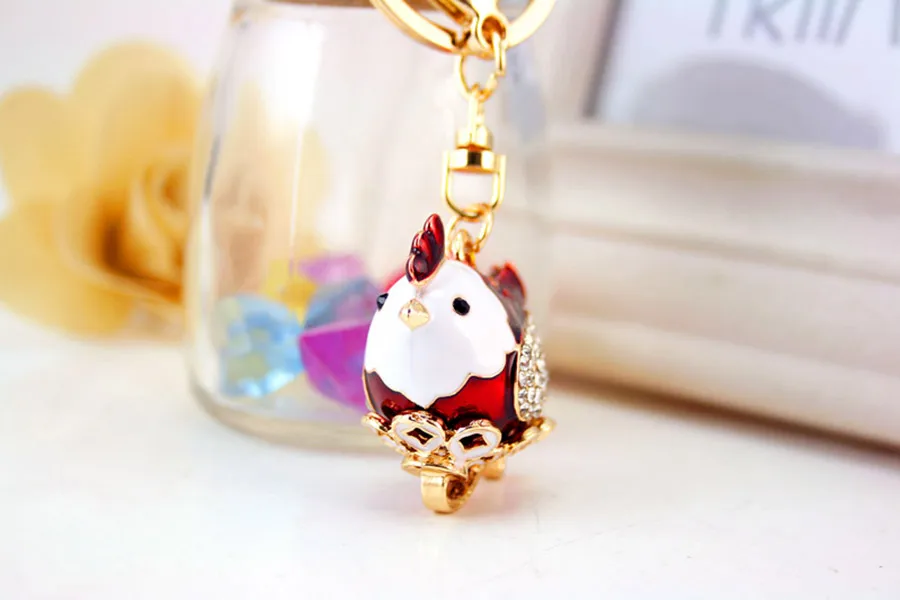 Cute Chicken Zinc Alloy Plating Inlay Rhinestones Unisex Bag Pendant Keychain display picture 1