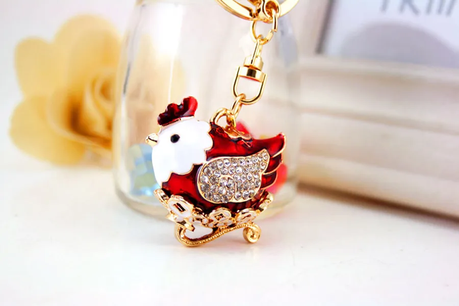 Cute Chicken Zinc Alloy Plating Inlay Rhinestones Unisex Bag Pendant Keychain display picture 2