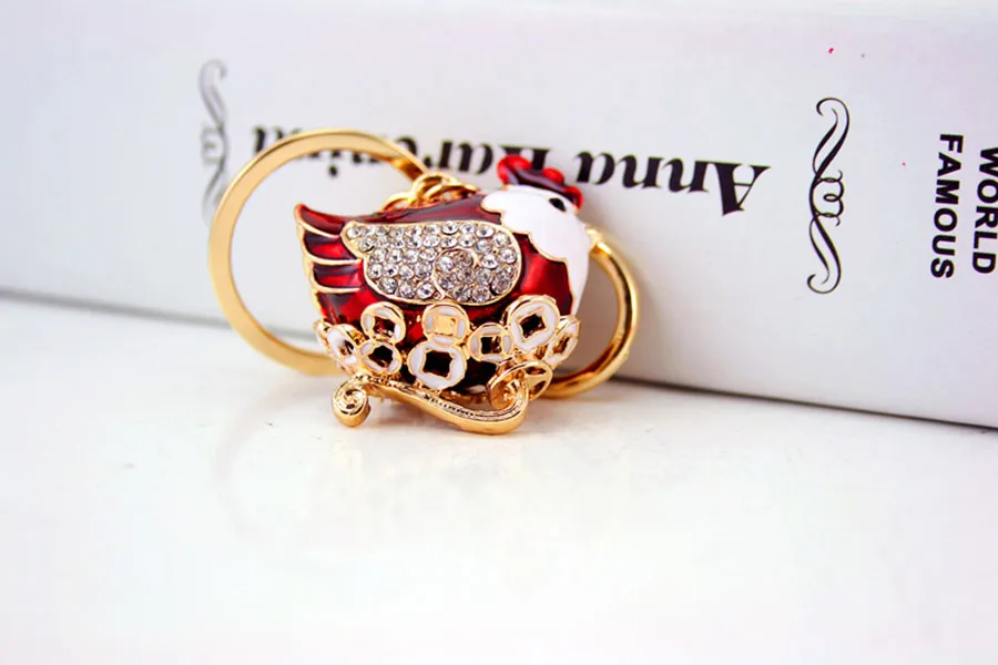 Cute Chicken Zinc Alloy Plating Inlay Rhinestones Unisex Bag Pendant Keychain display picture 3