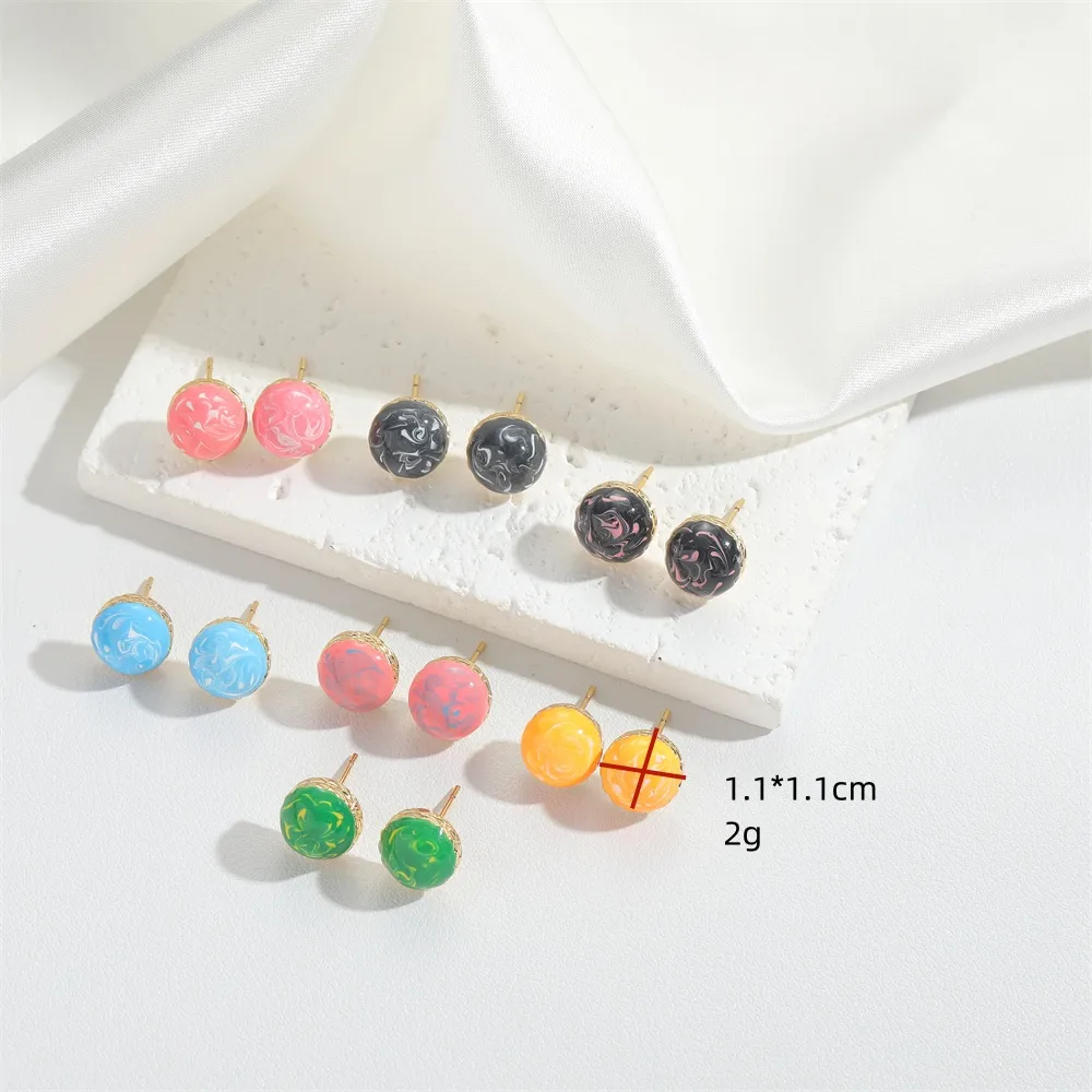 1 Pair Vintage Style Simple Style Round Plating Copper 14K Gold Plated Ear Studs display picture 8