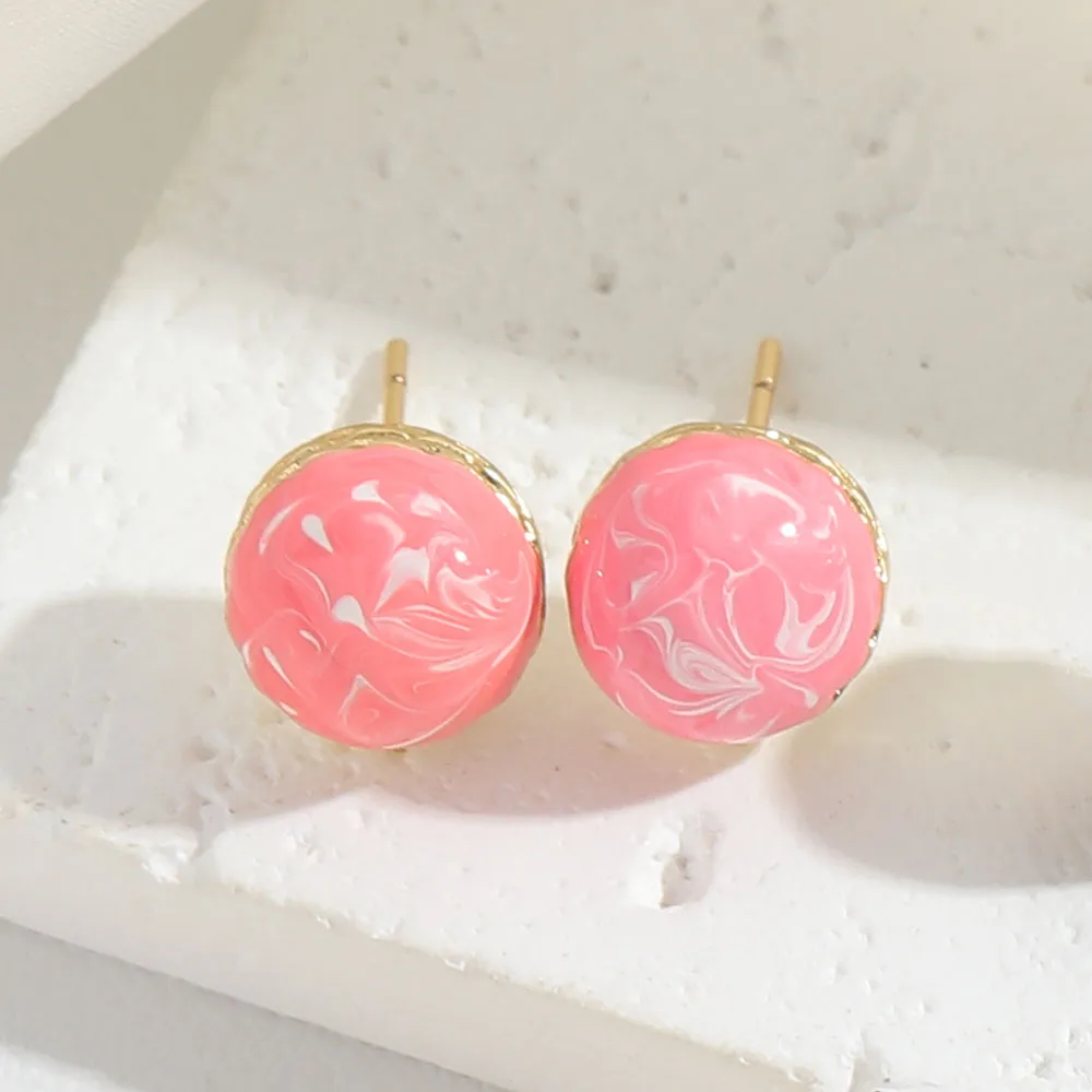 1 Pair Vintage Style Simple Style Round Plating Copper 14K Gold Plated Ear Studs display picture 1
