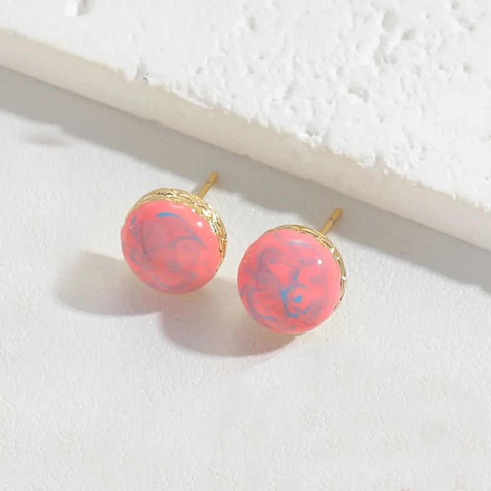 1 Pair Vintage Style Simple Style Round Plating Copper 14K Gold Plated Ear Studs display picture 3