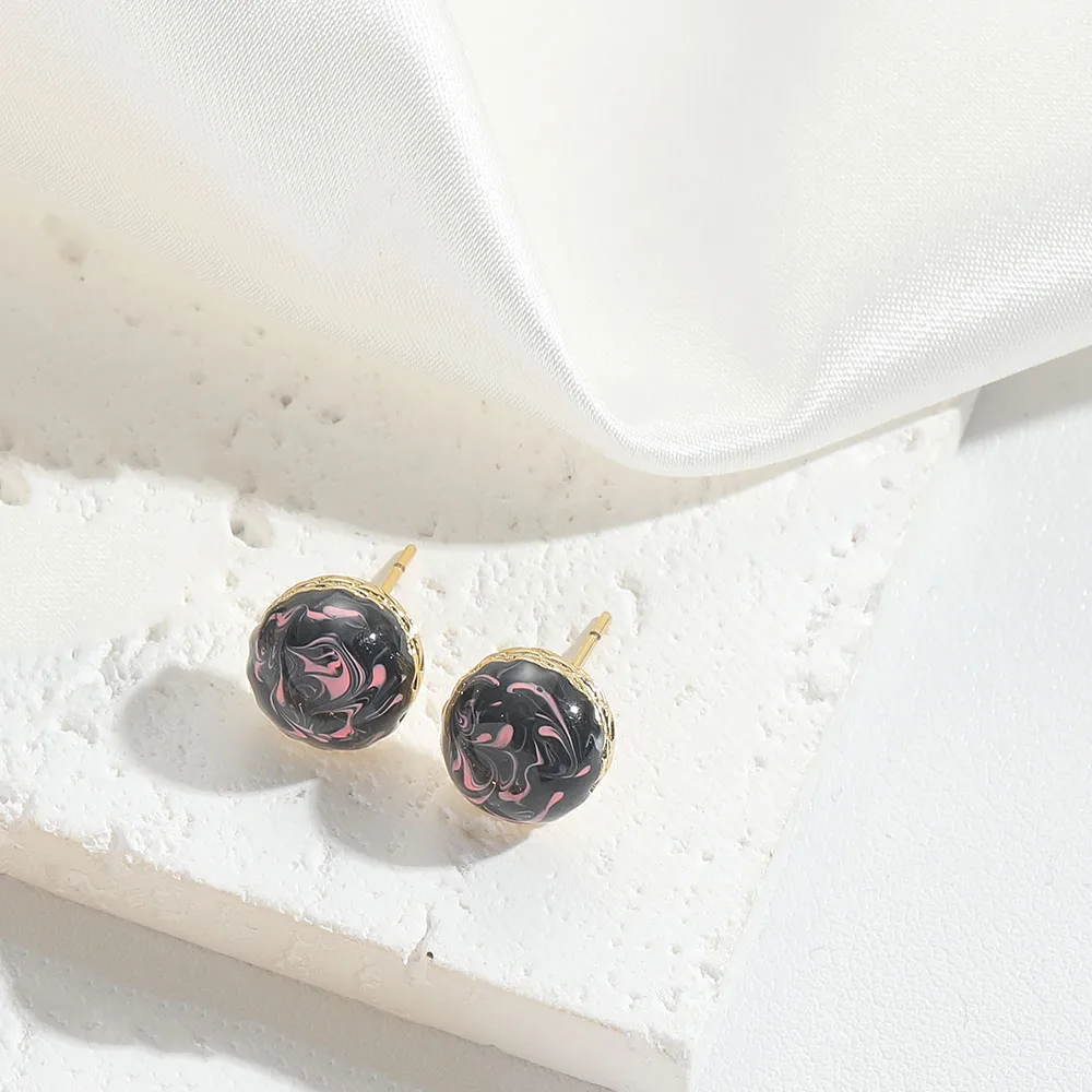 1 Pair Vintage Style Simple Style Round Plating Copper 14K Gold Plated Ear Studs display picture 4