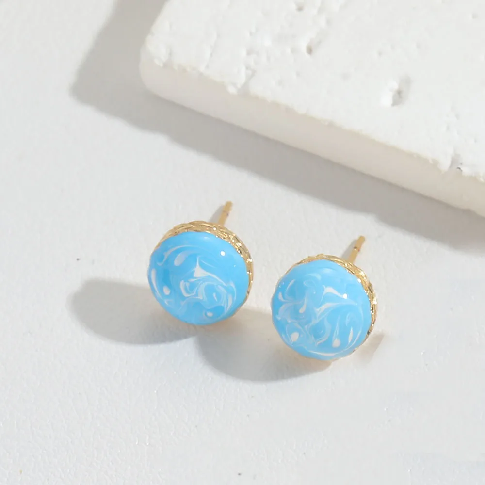 1 Pair Vintage Style Simple Style Round Plating Copper 14K Gold Plated Ear Studs display picture 2