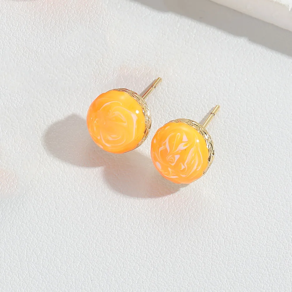 1 Pair Vintage Style Simple Style Round Plating Copper 14K Gold Plated Ear Studs display picture 7
