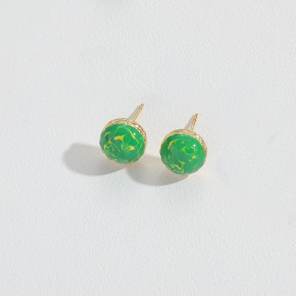 1 Pair Vintage Style Simple Style Round Plating Copper 14K Gold Plated Ear Studs display picture 6