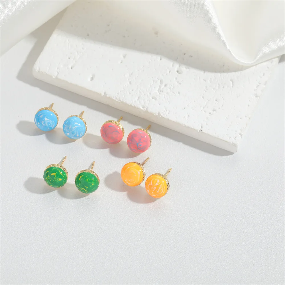 1 Pair Vintage Style Simple Style Round Plating Copper 14K Gold Plated Ear Studs display picture 9