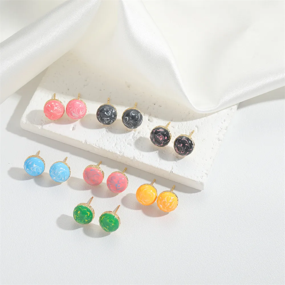 1 Pair Vintage Style Simple Style Round Plating Copper 14K Gold Plated Ear Studs display picture 11
