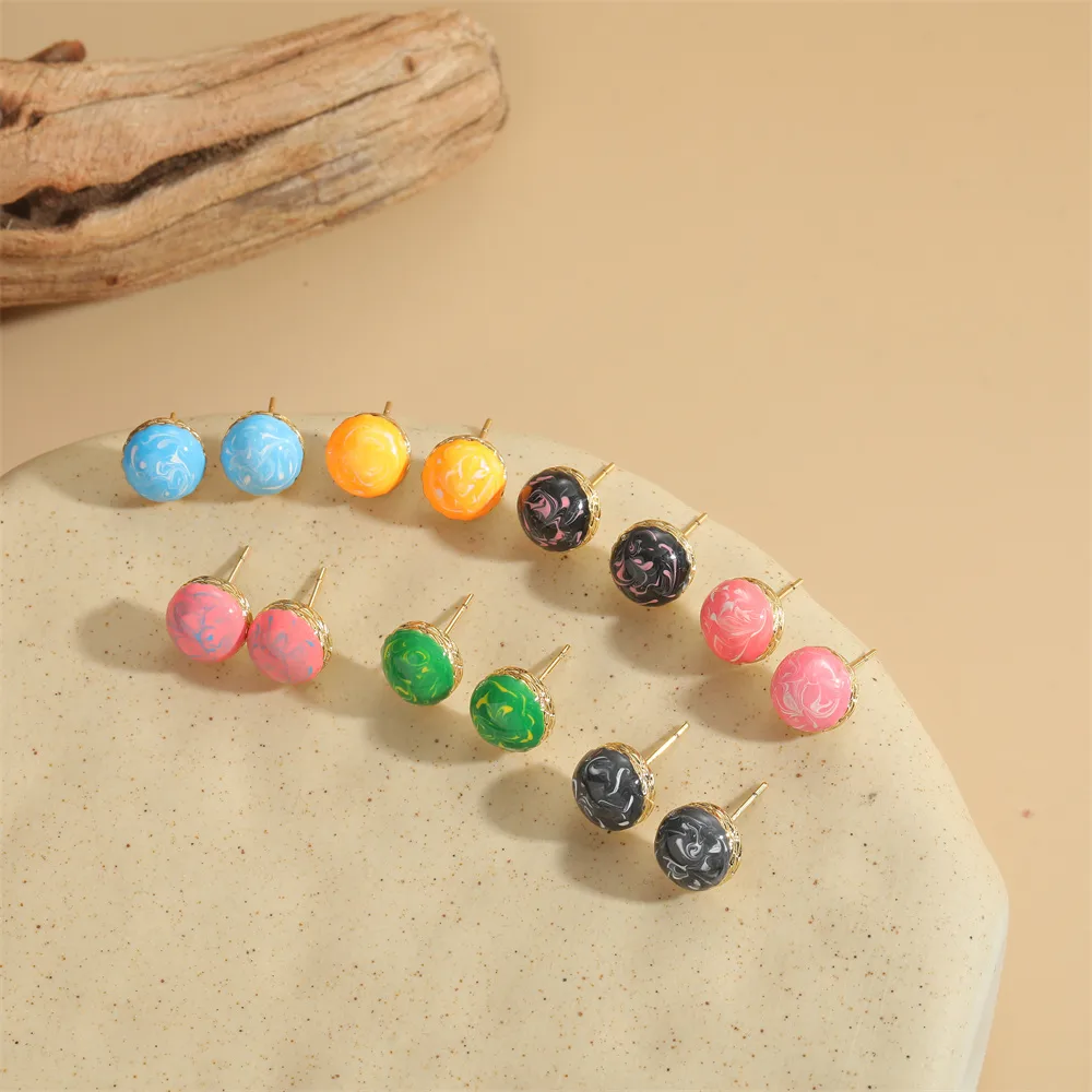 1 Pair Vintage Style Simple Style Round Plating Copper 14K Gold Plated Ear Studs display picture 10