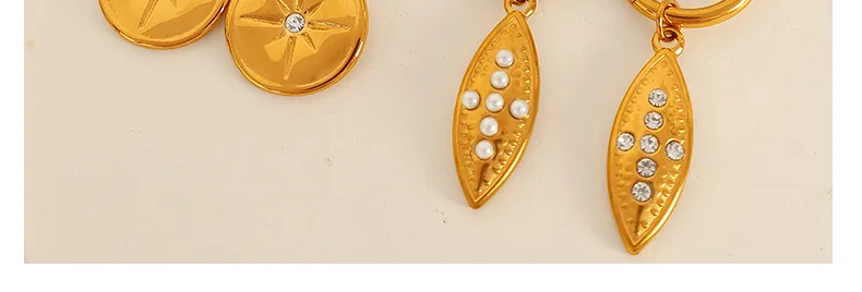 1 Pair Simple Style Heart Shape Plating Inlay Glass Bead Titanium Steel Rhinestones Glass Bead 18K Gold Plated Drop Earrings display picture 4