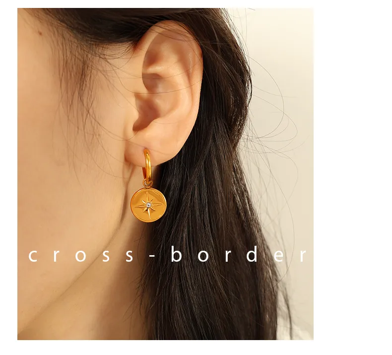 1 Pair Simple Style Heart Shape Plating Inlay Glass Bead Titanium Steel Rhinestones Glass Bead 18K Gold Plated Drop Earrings display picture 6