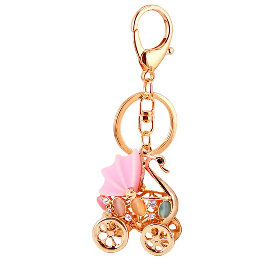 Simple Style Baby Carriage Zinc Alloy Plating Inlay Rhinestones Women's Bag Pendant Keychain display picture 3