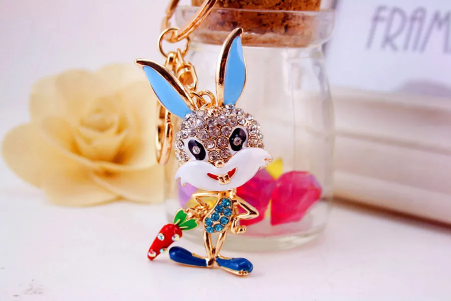 Cute Rabbit Zinc Alloy Plating Inlay Rhinestones Women's Bag Pendant Keychain display picture 2