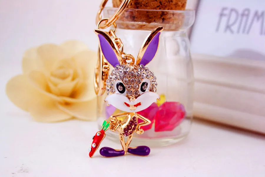 Cute Rabbit Zinc Alloy Plating Inlay Rhinestones Women's Bag Pendant Keychain display picture 3
