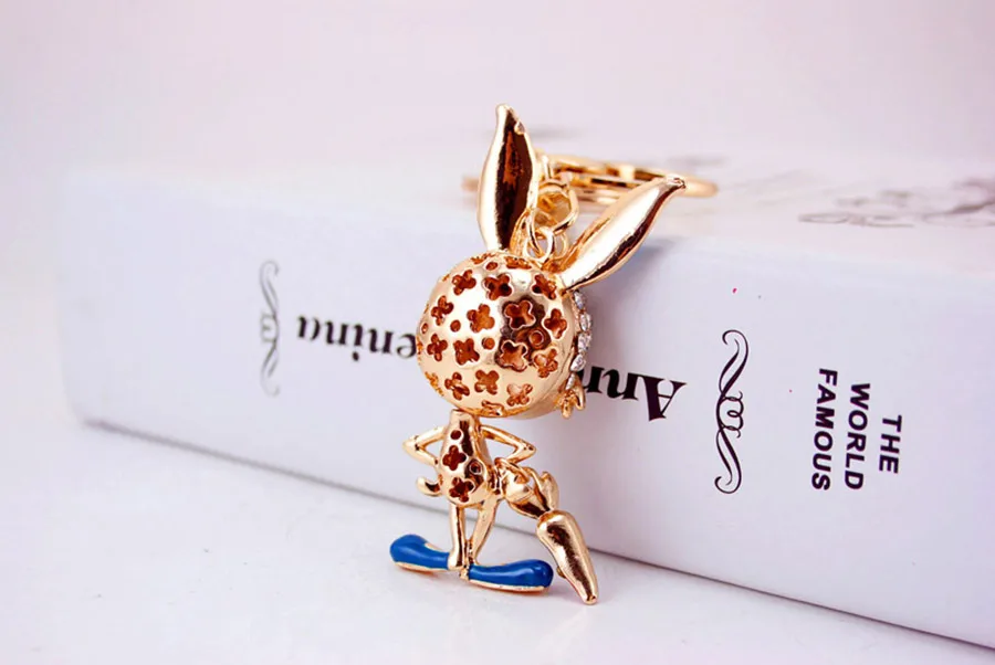Cute Rabbit Zinc Alloy Plating Inlay Rhinestones Women's Bag Pendant Keychain display picture 4