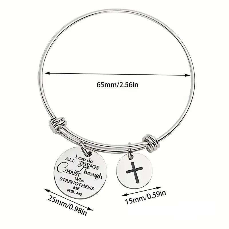 304 Stainless Steel Ferroalloy Silver Plated Hip-Hop Simple Style Commute Cross Letter Bangle display picture 1