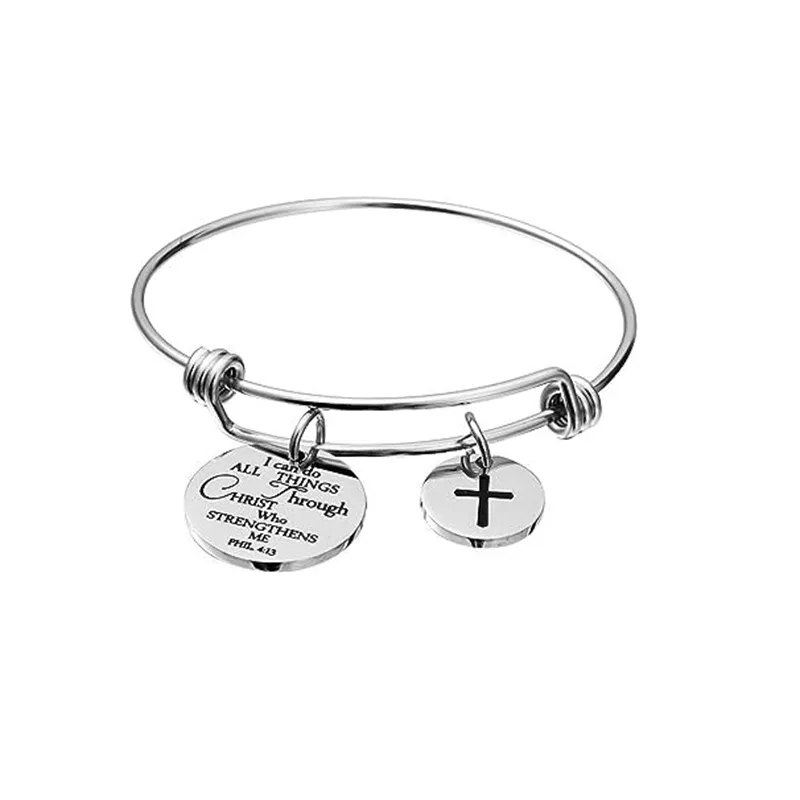 304 Stainless Steel Ferroalloy Silver Plated Hip-Hop Simple Style Commute Cross Letter Bangle display picture 6