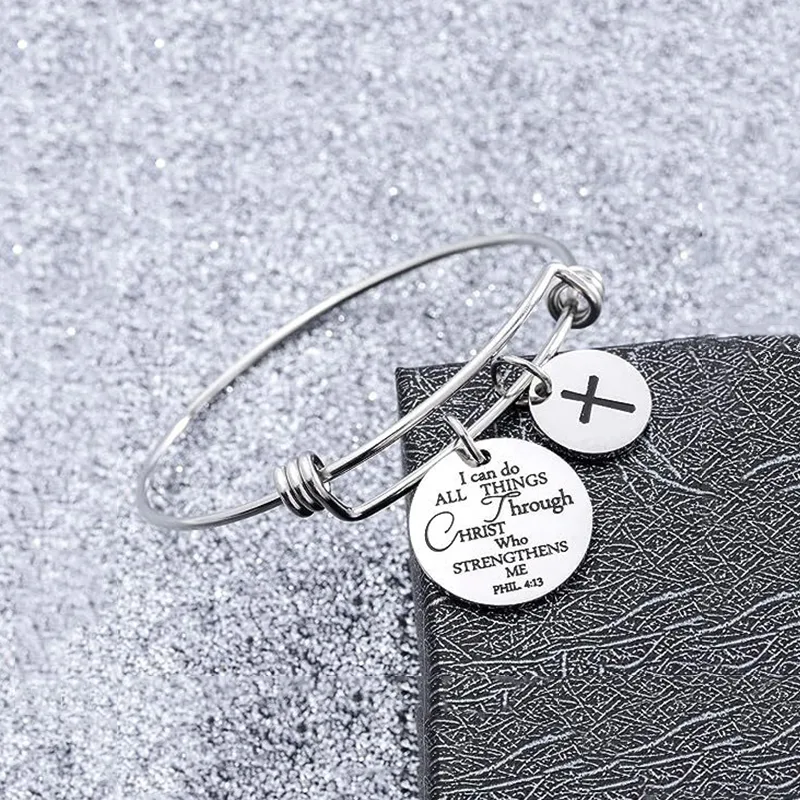 304 Stainless Steel Ferroalloy Silver Plated Hip-Hop Simple Style Commute Cross Letter Bangle display picture 5