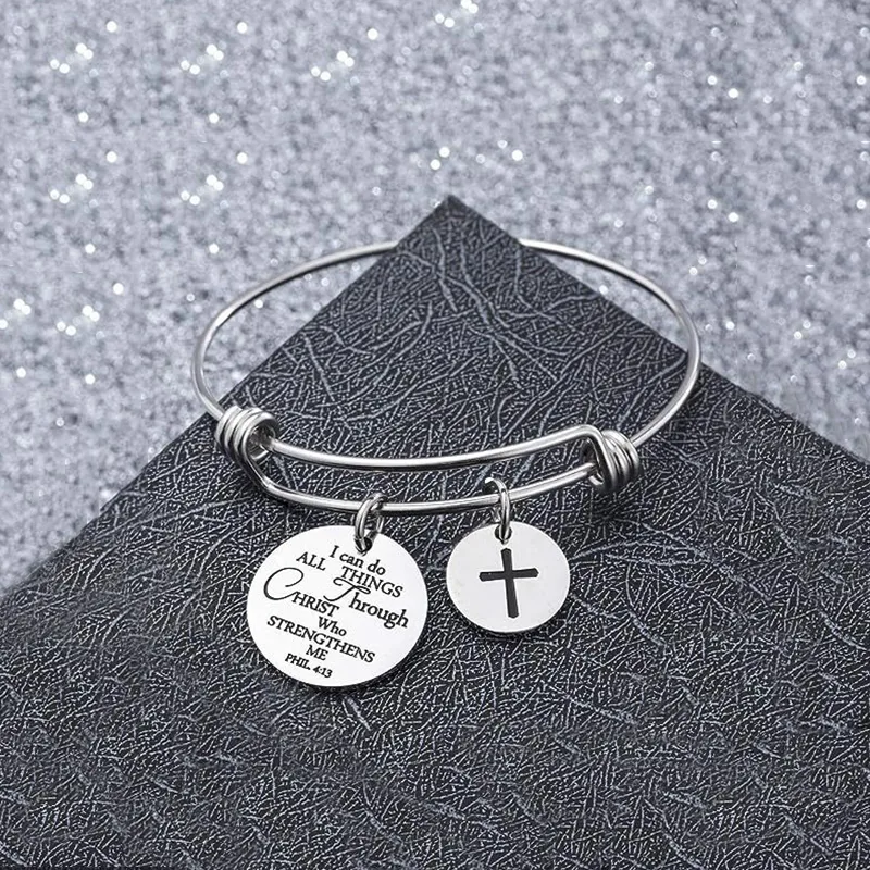 304 Stainless Steel Ferroalloy Silver Plated Hip-Hop Simple Style Commute Cross Letter Bangle display picture 3