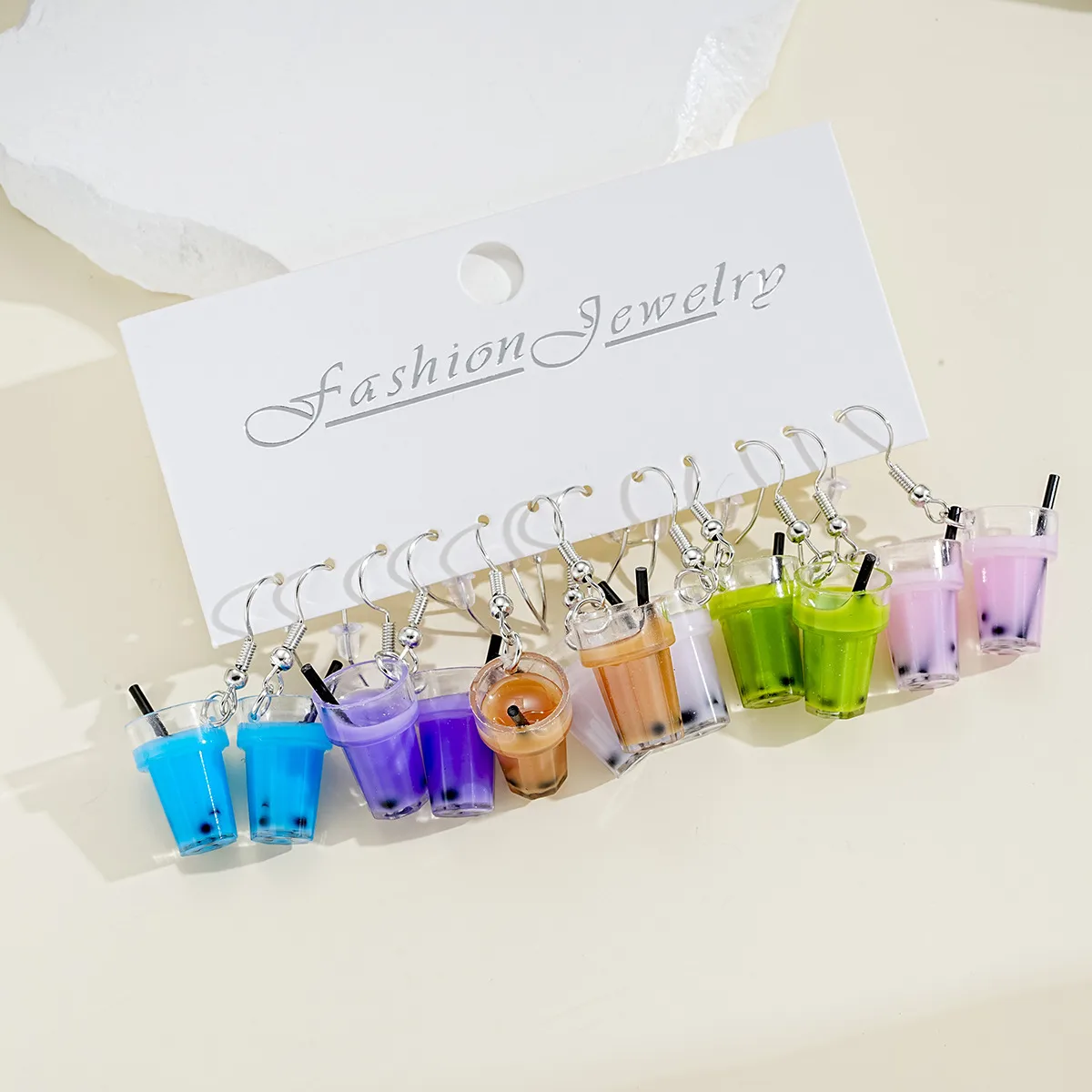 6 Pieces Cartoon Style Cute Color Block Resin Drop Earrings display picture 2