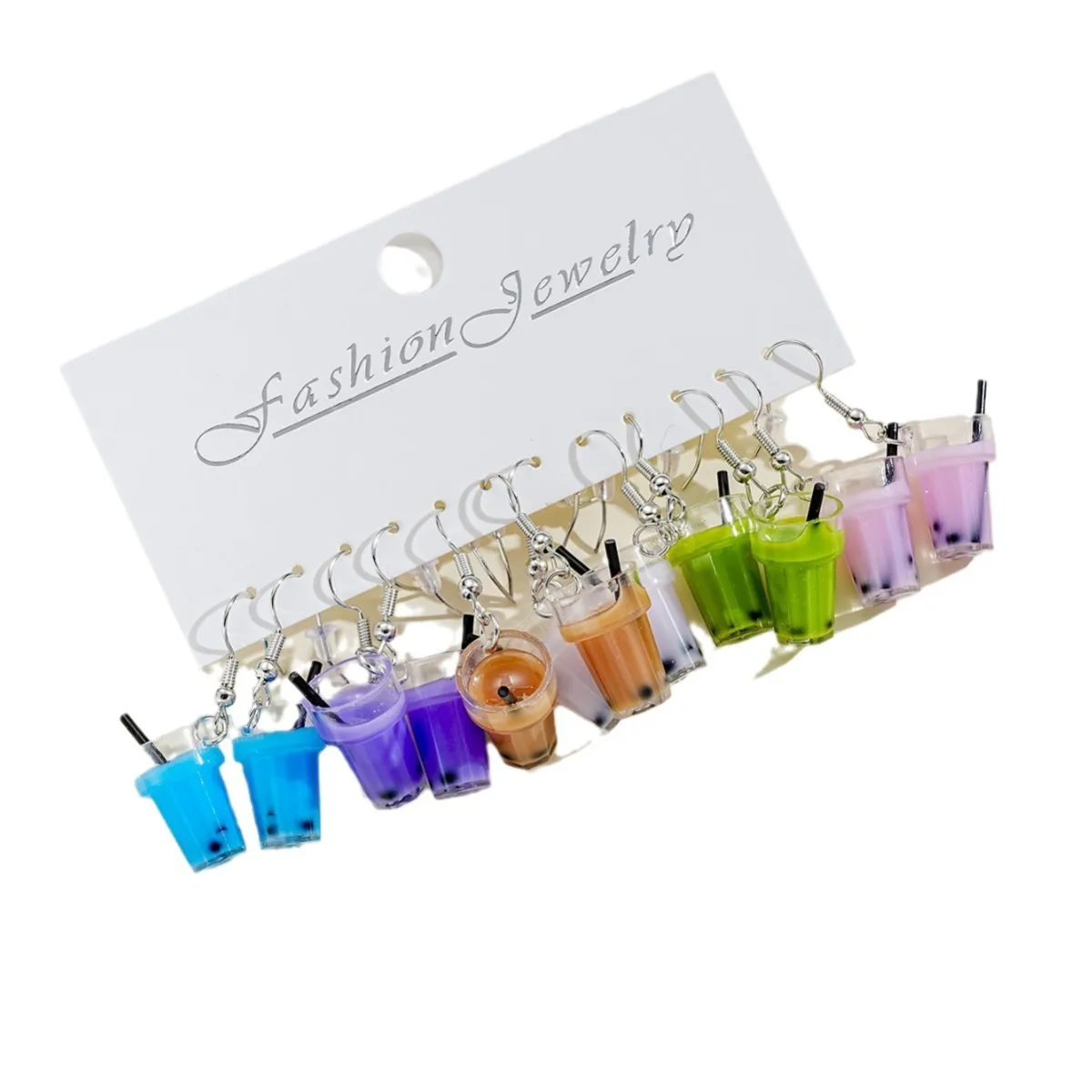 6 Pieces Cartoon Style Cute Color Block Resin Drop Earrings display picture 1