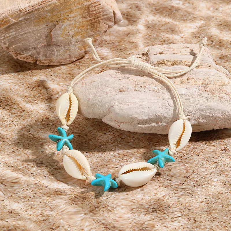 Hip-Hop Vintage Style Simple Style Tortoise Starfish Shell Beaded Knitting Women's Bracelets display picture 2