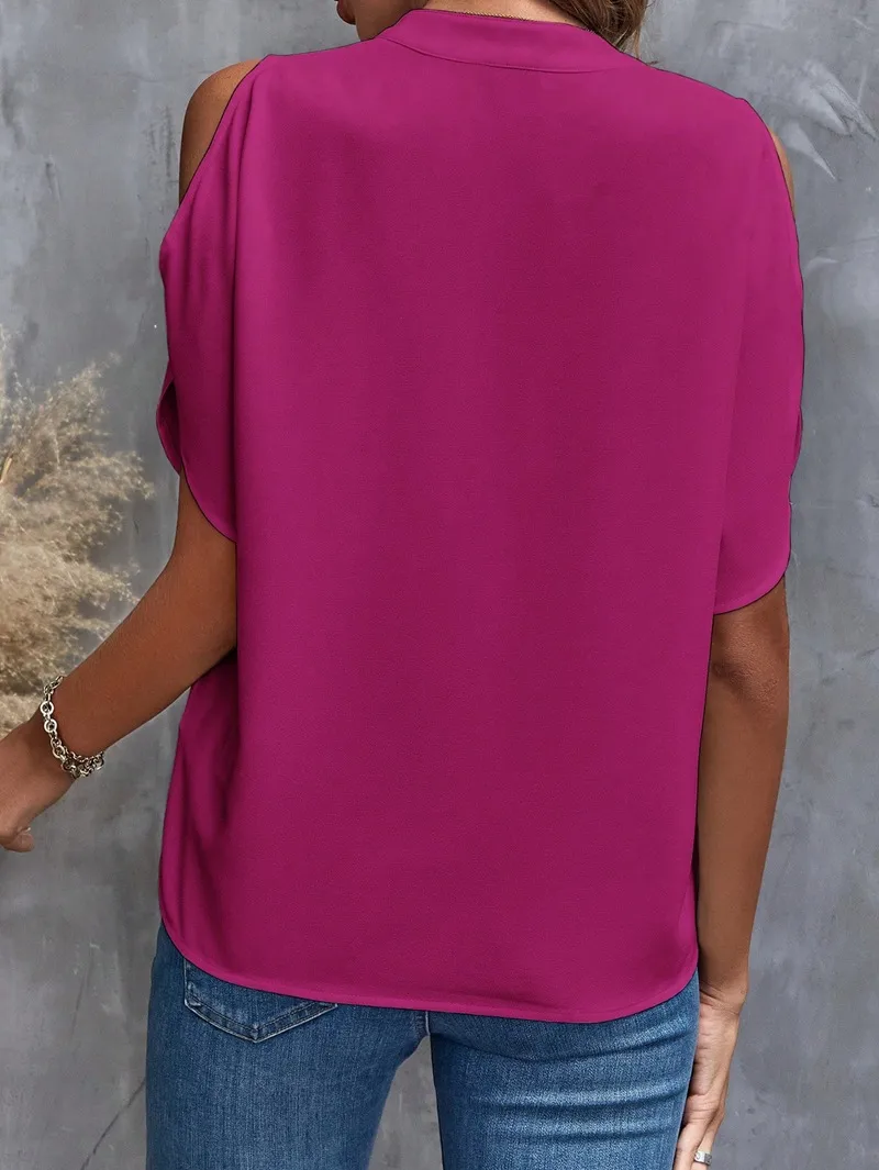 Women's T-shirt Short Sleeve Blouses Elegant Business Solid Color display picture 11