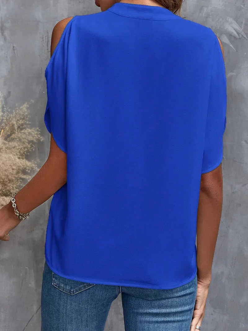 Women's T-shirt Short Sleeve Blouses Elegant Business Solid Color display picture 15