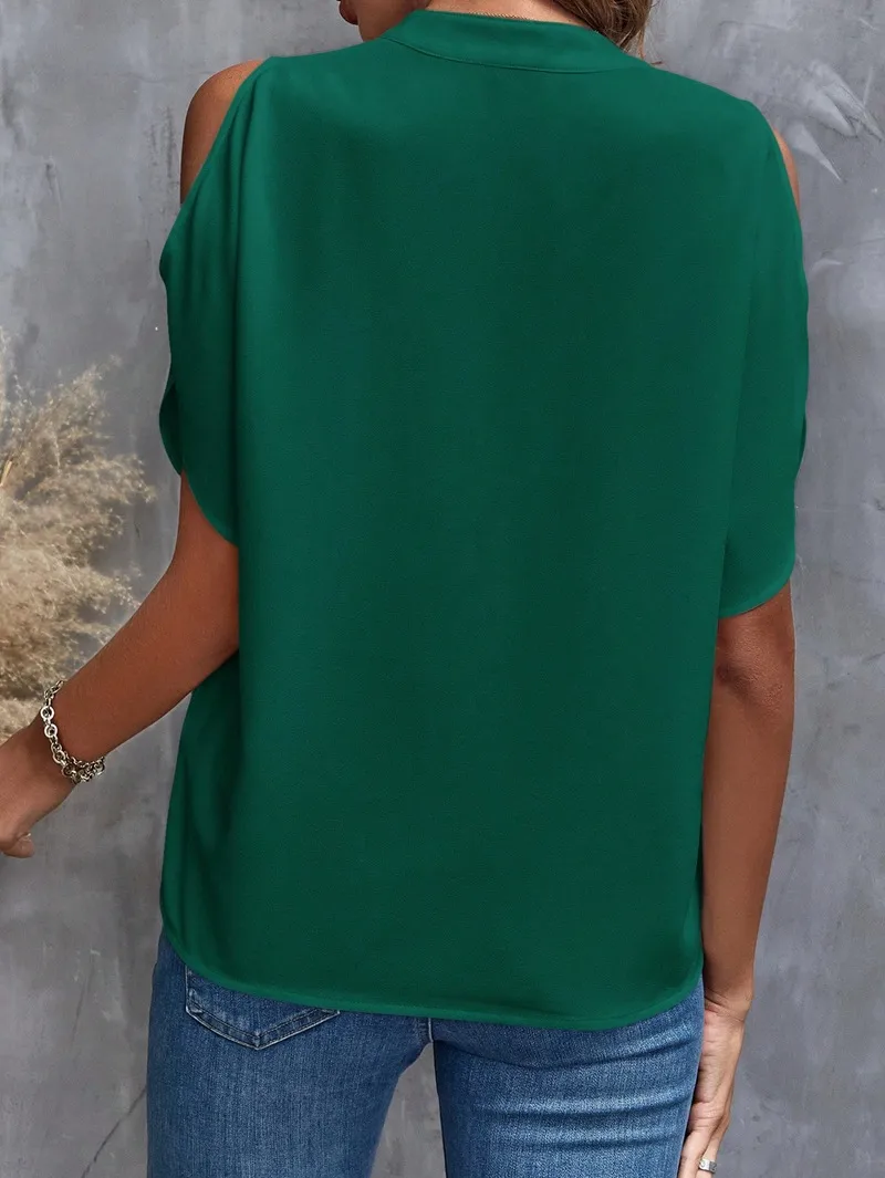 Women's T-shirt Short Sleeve Blouses Elegant Business Solid Color display picture 16