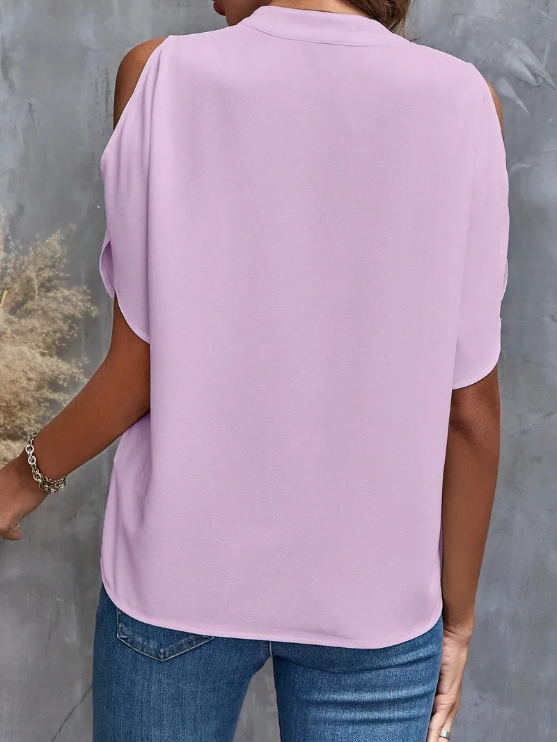 Women's T-shirt Short Sleeve Blouses Elegant Business Solid Color display picture 18