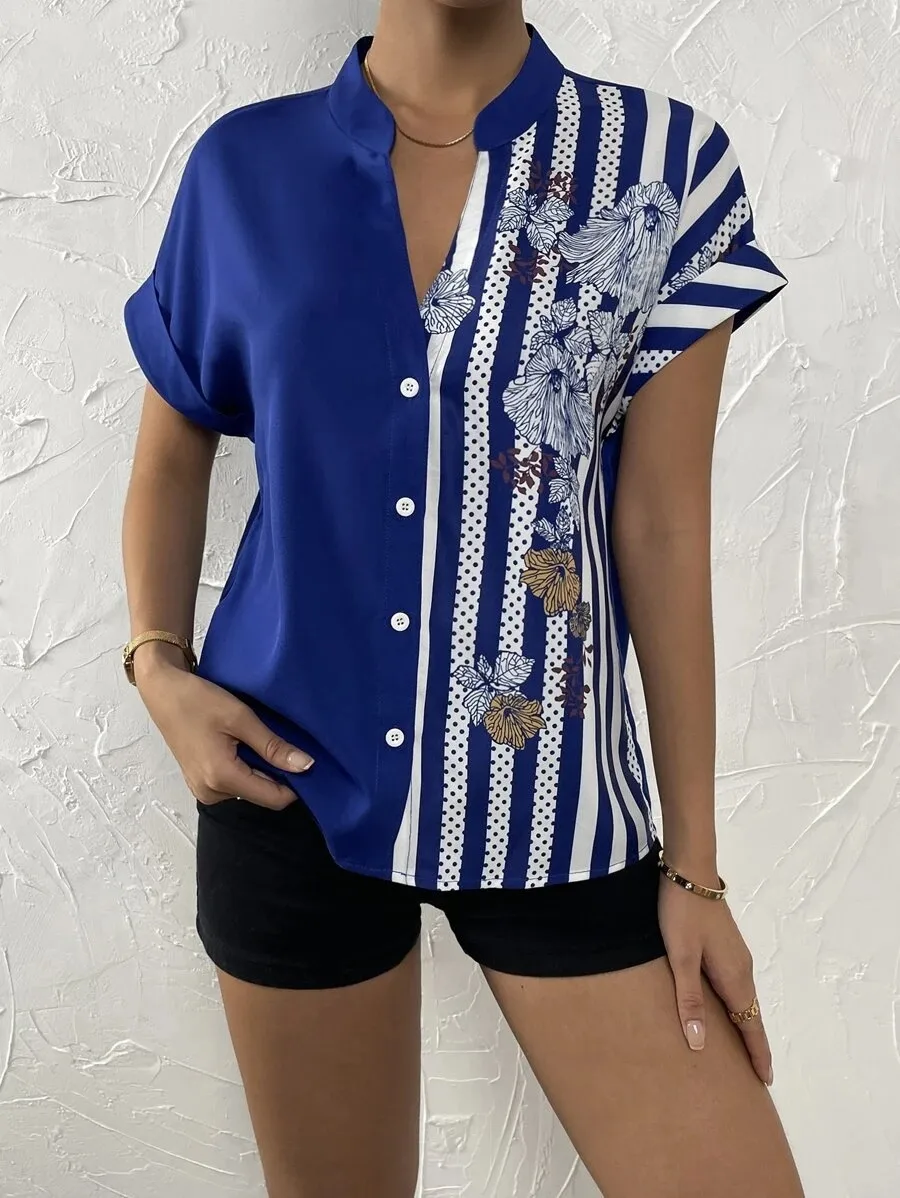 Women's Racerback Tank Tops Short Sleeve Blouses Elegant Stripe display picture 7