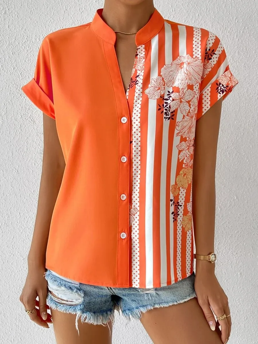 Women's Racerback Tank Tops Short Sleeve Blouses Elegant Stripe display picture 5