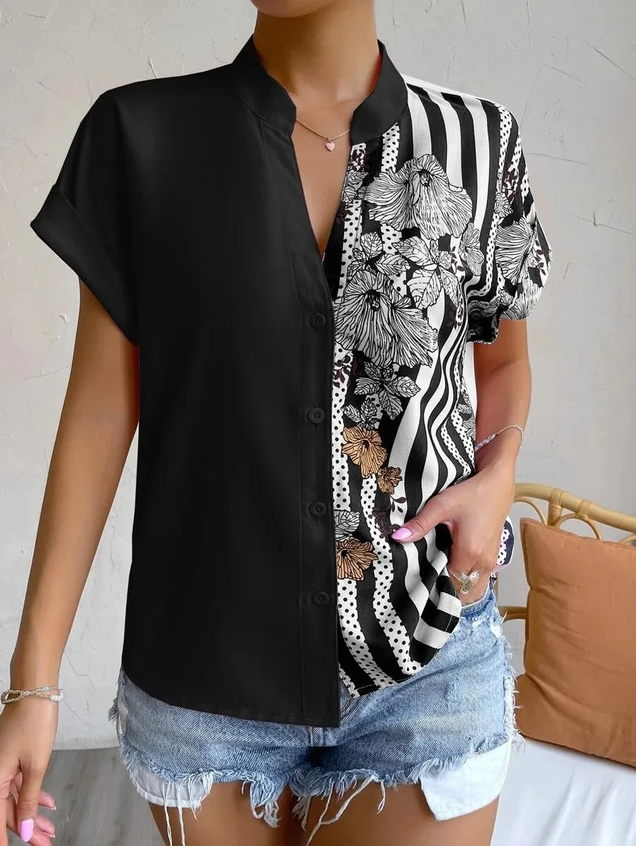 Women's Racerback Tank Tops Short Sleeve Blouses Elegant Stripe display picture 10