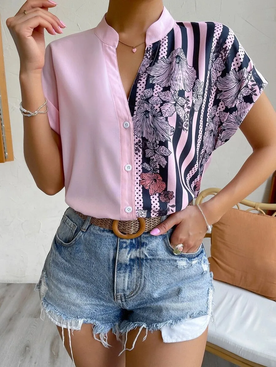 Women's Racerback Tank Tops Short Sleeve Blouses Elegant Stripe display picture 25