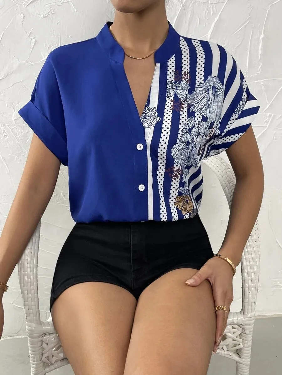 Women's Racerback Tank Tops Short Sleeve Blouses Elegant Stripe display picture 22