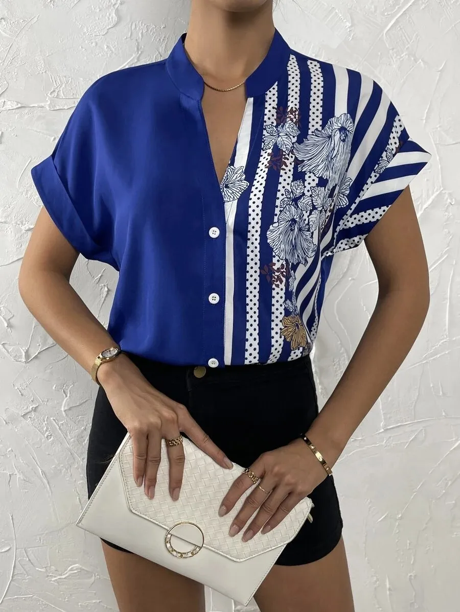 Women's Racerback Tank Tops Short Sleeve Blouses Elegant Stripe display picture 19