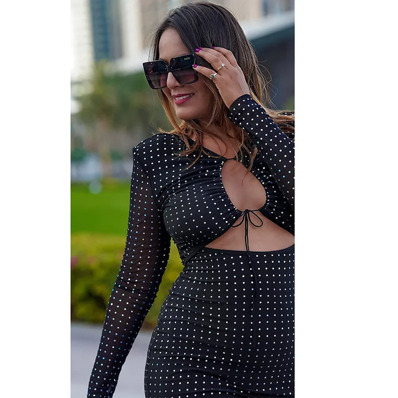 Women's Sheath Dress Sexy V Neck Long Sleeve Solid Color Above Knee Party Bar display picture 2