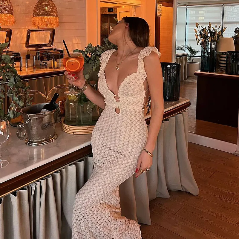 Women's Sheath Dress Sexy Oblique Collar Ribbon Sleeveless Solid Color Maxi Long Dress Party Date Bar display picture 8