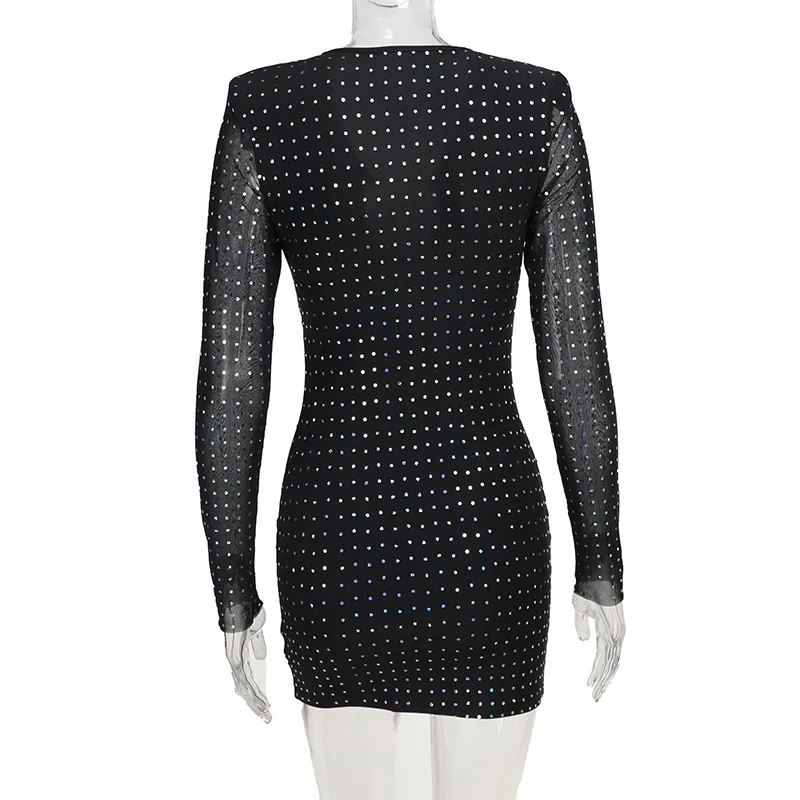 Women's Sheath Dress Sexy V Neck Long Sleeve Solid Color Above Knee Party Bar display picture 7